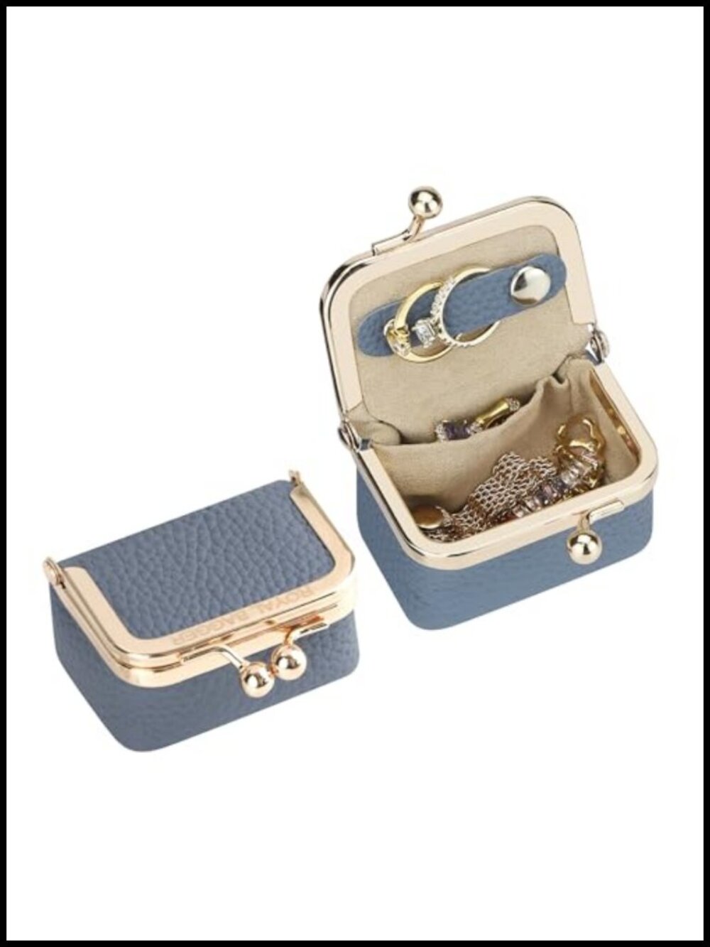 Genuine Cow Leather Mini Kiss Lock Coin Purse Jewelry Pouch